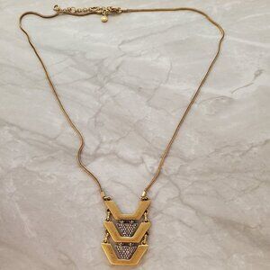 ✨ J.Crew Pave Rhinestone Art Deco Pendant Snake Chain Necklace ✨